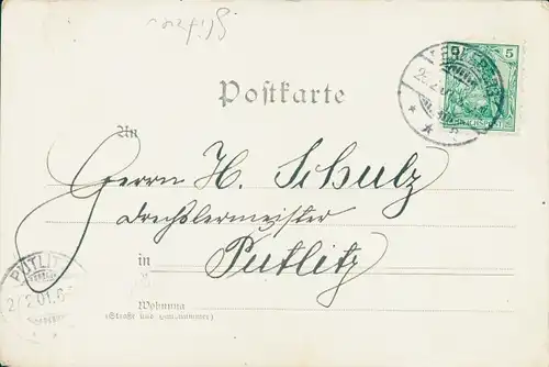 Glitzer Litho 200 Jahrfeier des Preußischen Königshauses 1901, Wilhelm II, Friedrich III