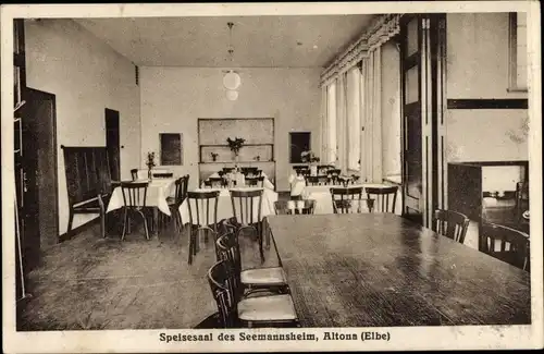 Ak Hamburg Altona, Seemannsheim, Speisesaal, Gr. Elbstraße 130- 134, Innenansicht