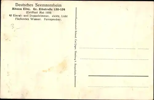 Ak Hamburg Altona, Seemannsheim, Speisesaal, Gr. Elbstraße 130- 134, Innenansicht
