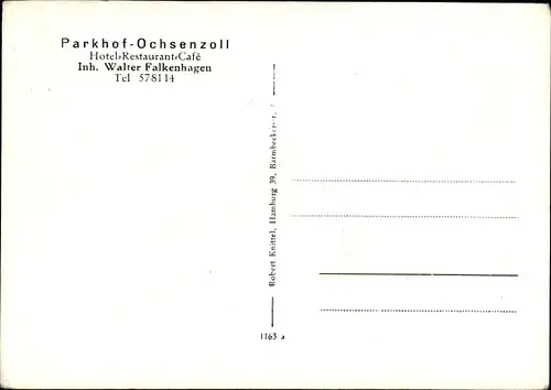 Ak Hamburg Nord Langenhorn, Parkhof Ochsenzoll, Hotel Restaurant, Innenansicht