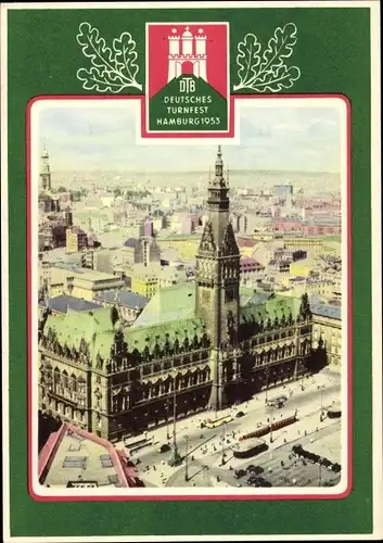 Passepartout Ak Hamburg Mitte Altstadt, Deutsches Turnfest 1953, Rathaus