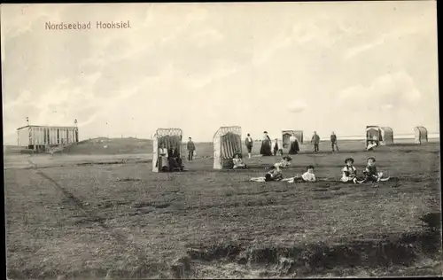 Ak Hooksiel Wangerland Friesland, Strandpartie, Strandkörbe