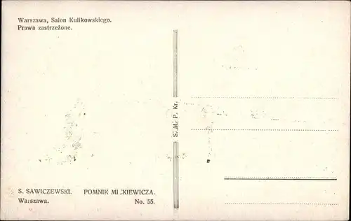 Künstler Ak Sawiczewski, S., Warszawa Warschau Polen, Mickiewicz Denkmal