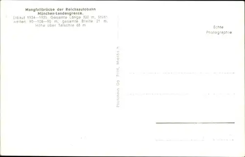 Ak Weyarn Oberbayern, Mangfallbrücke der Reichsautobahn München Landesgrenze