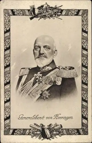 Passepartout Ak Generaloberst von Heeringen, Portrait in Uniform, Orden
