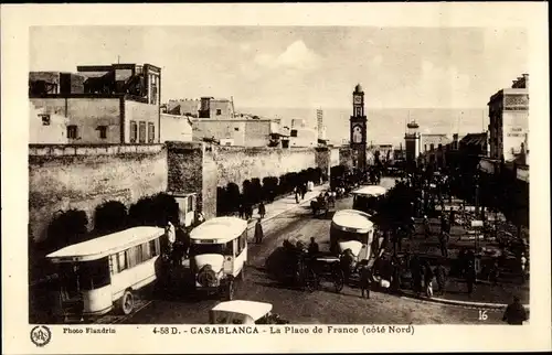 Ak Casablanca Marokko, Place de France, Bus