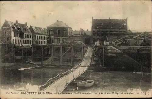 Ak Nieuport Nieuwpoort Westflandern, Guerre 1914-1916, Le Nouveau Pont