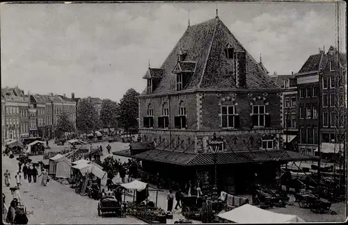 Ak Leeuwarden Friesland Niederlande, Straßenpartie, Markt