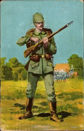 Ak Deutscher Soldat in Uniform, Kaiserzeit, Gewehr