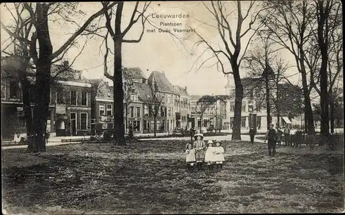 Ak Leeuwarden Friesland Niederlande, Plantsoen met Oude Veemarkt