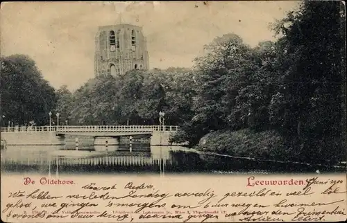 Ak Leeuwarden Friesland Niederlande, Vrouwenpoortsbrug met Oldehove