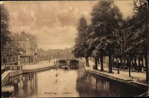 Ak Leiden Südholland Niederlande, Vischbrug