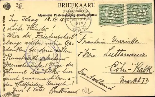 Ak Den Haag Südholland Niederlande, Het Vredespaleis