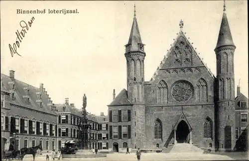 Ak Rotterdam Südholland Niederlande, Binnenhof loterijzaal