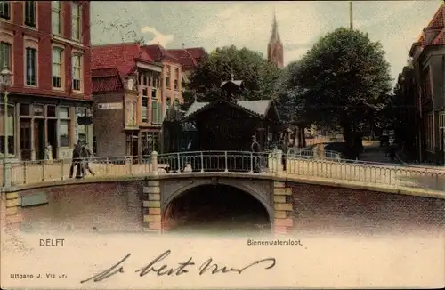 Ak Delft Südholland Niederlande, Binnenwatersloot