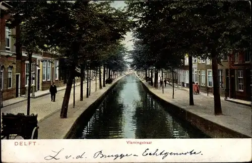Ak Delft Südholland Niederlande, Vlamingstraat