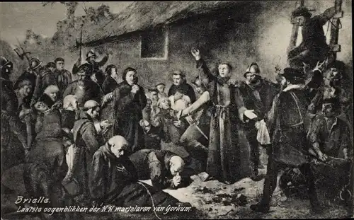 Künstler Ak Brielle Südholland, De laatste oogenblikken der N.H. Martelaren van Gorkum