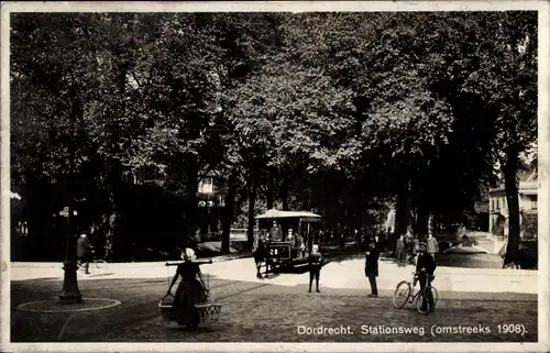 Ak Dordrecht Südholland Niederlande, Stationsweg, Pferdebahn