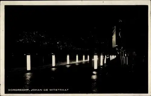 Ak Dordrecht Südholland Niederlande, Johan de Witstraat bei Nacht