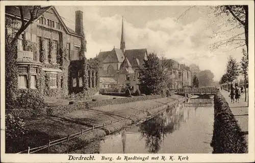 Ak Dordrecht Südholland Niederlande, Burgem. de Raedtsingel, R. K. Kerk