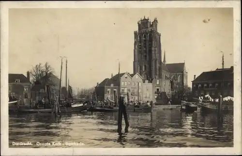 Foto Ak Dordrecht Südholland Niederlande, Groote Kerk, Bomkade