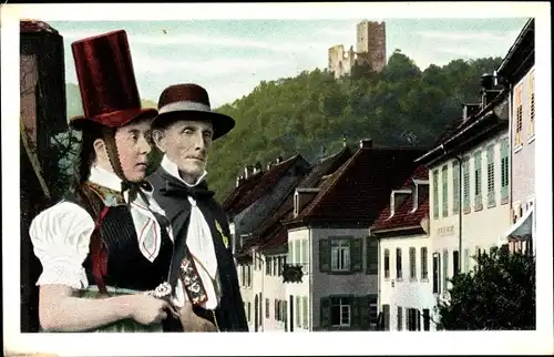 Ak Schwarzwaldtrachten, Schwarzwälder Paar, Elztal, Waldkirch