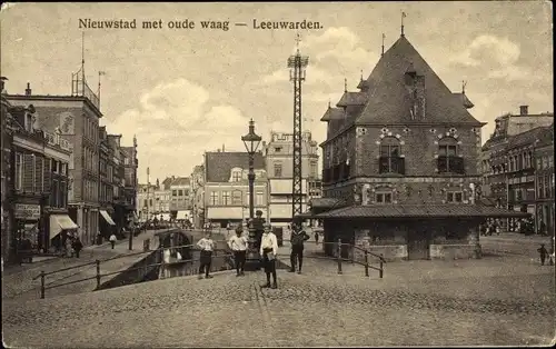 Ak Leeuwarden Friesland Niederlande, Nieuwstad met oude waag