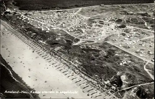 Ak Nes Ameland Friesland Niederlande, Zeltplatz aus der Vogelschau