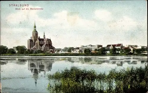 Ak Stralsund in Vorpommern, Blick auf die Marienkirche