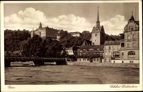 Ak Gera in Thüringen, Schloss Osterstein, Brücke, Untermhaus, Kirche