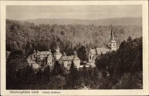 Ak Gimborn Marienheide Oberbergisches Land, Schloss mit Kirche