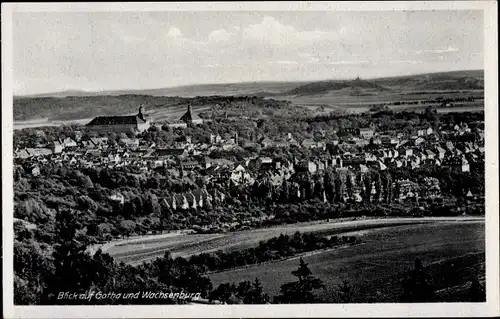 Ak Gotha in Thüringen, Blick auf die Stadt und Wachsenburg