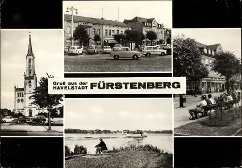 Ak Fürstenberg an der Havel, Kirche, Marktplatz, Bahnhof, Dampfer