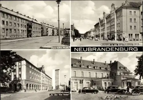 Ak Neubrandenburg, Hotel zu den vier Toren, Clara-Zetkin-Straße, Bahnhof, HO Hotel, Reutercafe