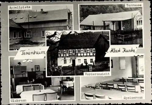 Ak Freital in Sachsen, Ferienheim Albert Kuntz, Appellplatz, Terrasse, Speiseraum, Clubraum