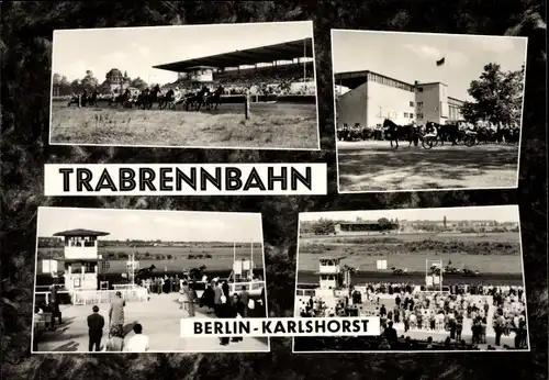 Ak Berlin Lichtenberg Karlshorst, Trabrennbahn, Zuschauer, Rennen
