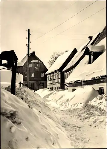 Ak Geising Altenberg im Erzgebirge, Kuhnauweg im Schnee