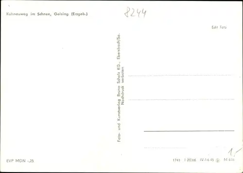 Ak Geising Altenberg im Erzgebirge, Kuhnauweg im Schnee