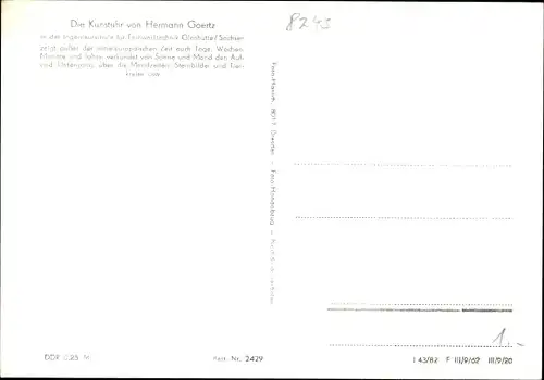 Ak Glashütte in Sachsen, Die Kunstuhr von Hermann Goertz, Ingenieurschule für Feinwerktechnik