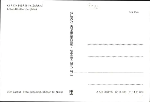Ak Kirchberg Sachsen, Anton Günther Berghaus