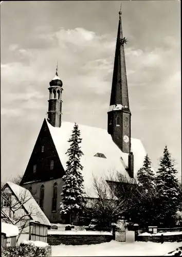 Ak St. Niclas Mülsen Sachsen, Kirche, Winter, Schnee