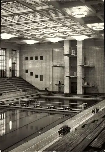 Ak Rostock in Mecklenburg, Hallenschwimmbad Neptun, Sprungturm
