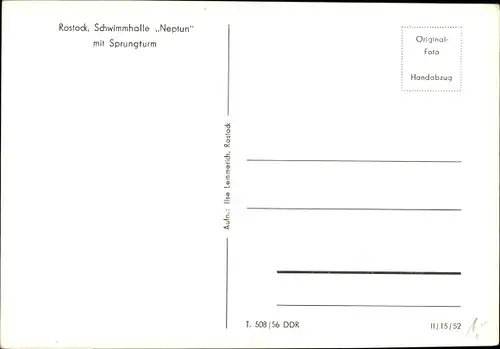 Ak Rostock in Mecklenburg, Hallenschwimmbad Neptun, Sprungturm