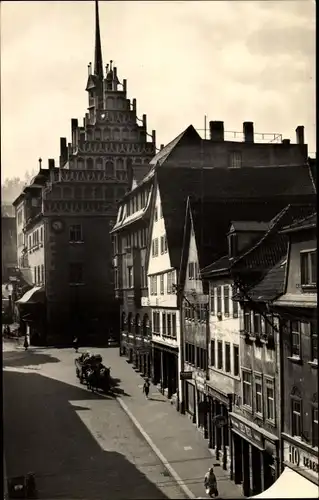 Ak Pößneck in Thüringen, Krautgasse mit Rathaus