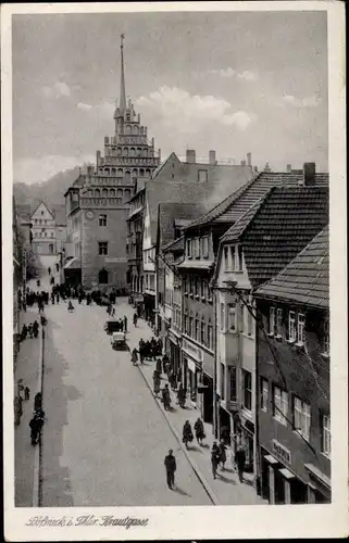 Ak Pößneck in Thüringen, Krautgasse mit Rathaus