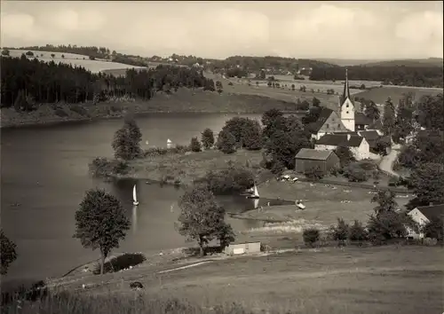 Ak Altensalz Neuensalz Vogtland, An der Talsperre Pöhl, Kirche