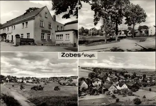 Ak Zobes Neuensalz im Vogtland, Blick auf Ort und Umgebung, Teilansichten, Gasthaus