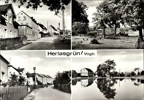 Ak Herlasgrün Pöhl Vogtland, Ortspartie, Straße