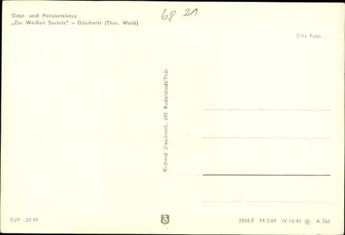 Ak Döschnitz in Thüringen, Gast- und Pensionshaus Zur Weißen Sorbitz