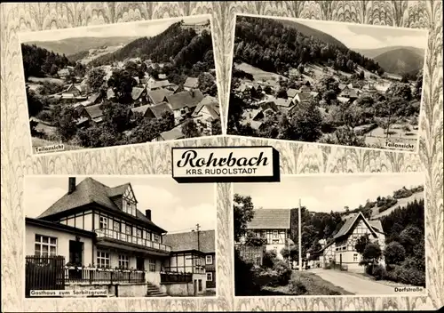 Ak Rohrbach Rudolstadt Thüringen, Teilansicht, Gasthaus zum Sorbitzgrund, Dorfstraße